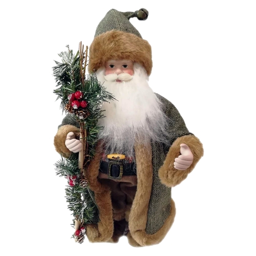 Forest Santa, 6 in L, 4 in W, Brown/Green