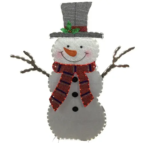 Prelit 3D Snowman, Velvet, 65 in H