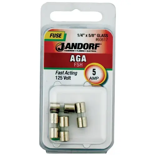 Fast Acting Fuse, 5 A, 125 V, 1 kA Interrupt, Glass Body