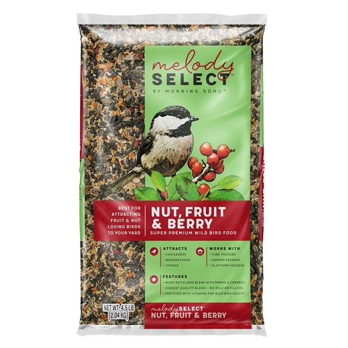 Melody Select Series Wild Bird Food, Premium, Chunky, Berry, Fruit, Nut Flavor, 4.5 lb Bag