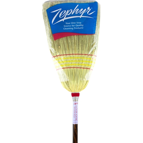ZEPHYR INDUSTRIES 32124 Black Beauty Broom, #24 Sweep Face, Broomcorn Bristle, Gold Bristle