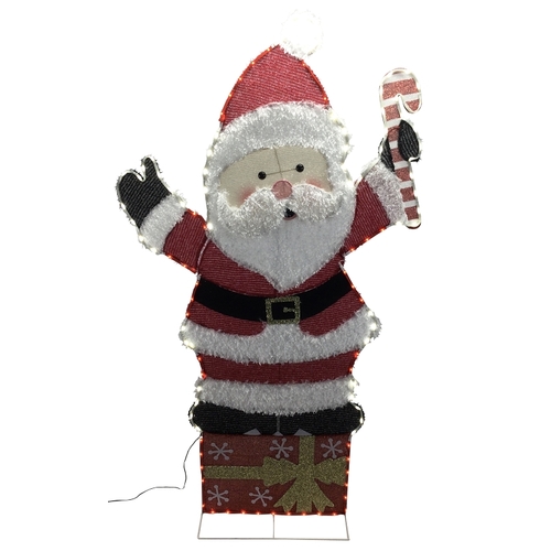 Prelit 3D Santa, Velvet, 66 in H