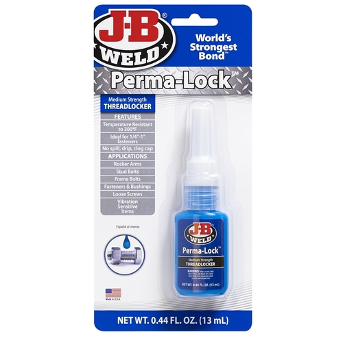 J-B Weld 24213 Perma-Lock Threadlocker, Liquid, Slight, Characteristic, Blue, 13 mL Bottle