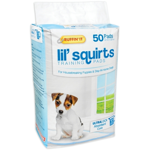 Ruffin It 82050 Lil' Squirts Dog Training Pad, 22 in L, 21 in W, Cotton/Plastic