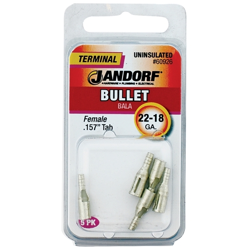 Bullet Terminal, 600 V, 22 to 18 AWG Wire, Copper Contact