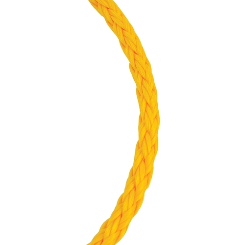 Rope, 1/4 in Dia, 50 ft L, 100 lb Working Load, Polypropylene, Yellow