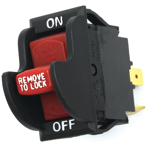 Jandorf 61314 Rocker Switch with Lockout, 12/20 A, 125/250 V, SPST, Tab Terminal