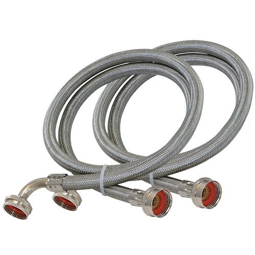 Washing Machine Discharge Hose, 3/4 in ID, 5 ft L, FHT x FHT, Stainless Steel - pack of 2