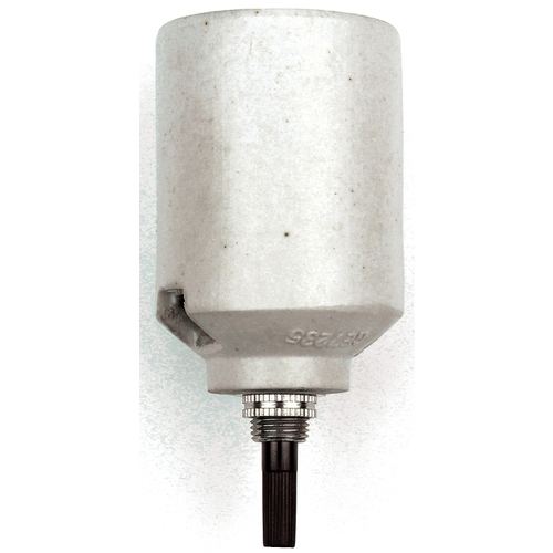 Bottom Turn Knob Lamp Socket, 250 V, 250 W, Porcelain Housing Material, White