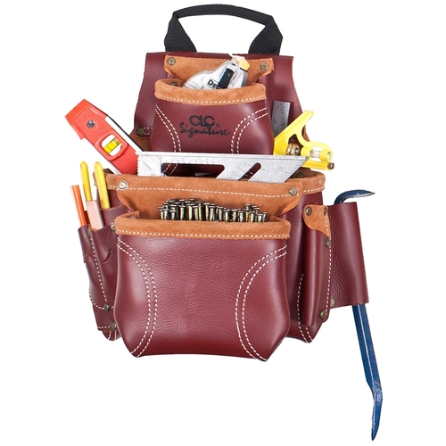 CLC 21685 Nail and Tool Bag, 8-Pocket, Leather, Chestnut