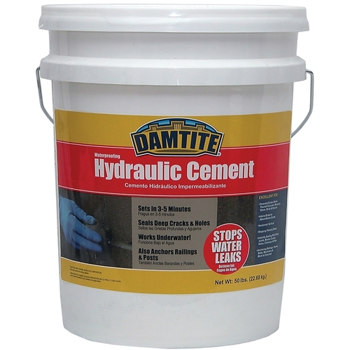DAMTITE 07502 Hydraulic Cement, Gray, Powder, 50 lb Pail