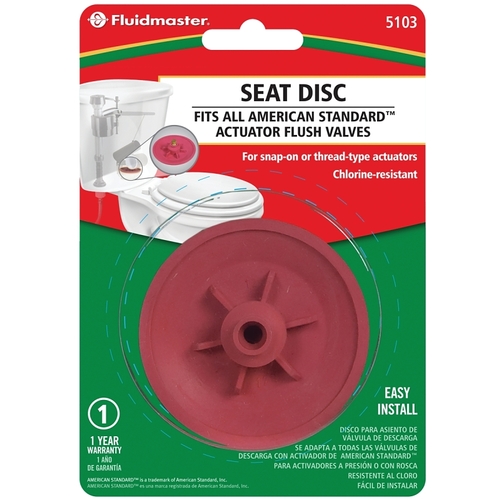 Fluidmaster 5103 Seat Disc, Rubber, Red, For: American Standard Actuator Flush Valves