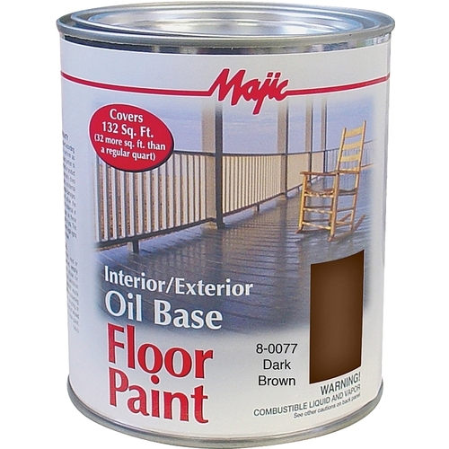 Floor Paint, Medium-Gloss, Dark Brown, 1 qt Pail