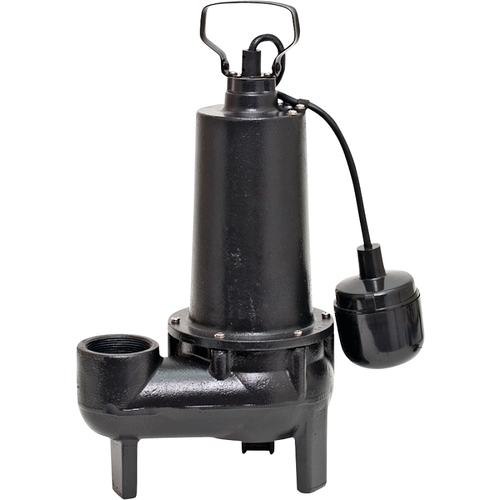 Sewage Pump, 1-Phase, 7.6 A, 120 V, 0.5 hp, 2 in Outlet, 25 ft Max Head, 80 gpm, Iron
