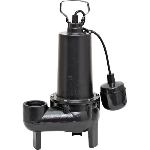 Sewage Pump, 1-Phase, 7.6 A, 120 V, 0.5 hp, 2 in Outlet, 25 ft Max Head, 80 gpm, Iron