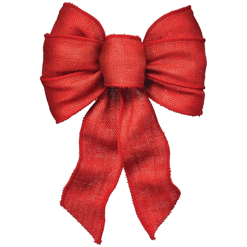 Wired Bow, Burlap, Red