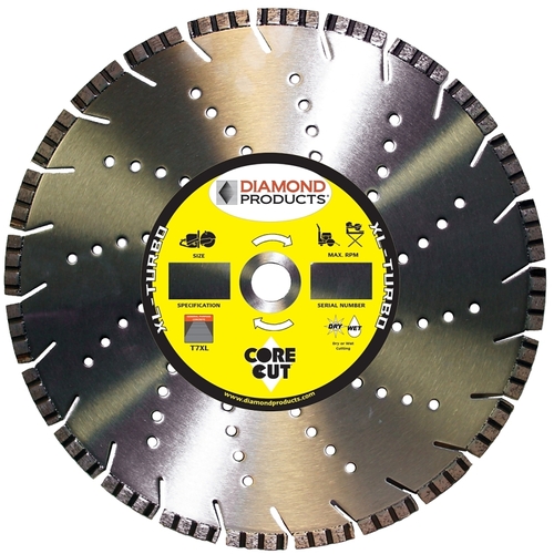 Circular Saw Blade, 14 in Dia, Universal Arbor, Applicable Materials: Cured Concrete