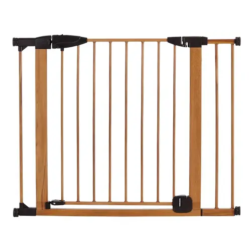 WoodCraft Steel Auto-Close Toddler Gate, Steel/Wood, Brown/Dark Brown, 30 in H Dimensions