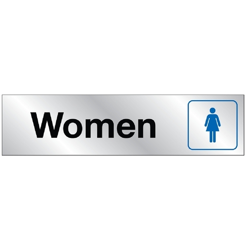 Sign, Women, Silver Background, Vinyl, 2 x 8 in Dimensions - pack of 10