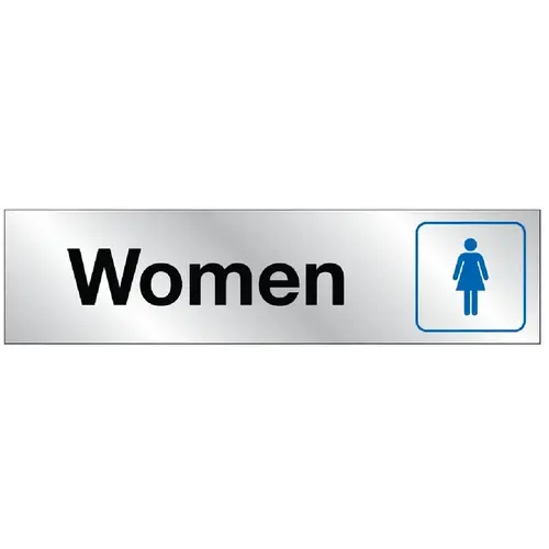 Sign, Women, Silver Background, Vinyl, 2 x 8 in Dimensions