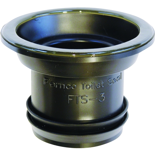 Fernco FTS-3 Wax Free Toilet Seal, Elastomeric PVC, Black, For: 3 in Drain Pipes
