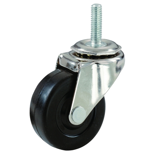 Swivel Caster, 3 in Dia Wheel, Rubber Wheel, 90 lb