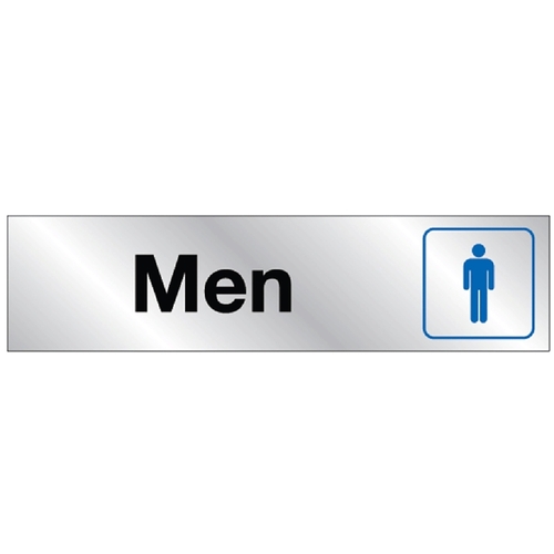 Sign, Men, Silver Background, Vinyl, 2 x 8 in Dimensions - pack of 10