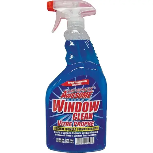 Window Cleaner, 32 oz, Liquid, Ammonia, Blue - pack of 12