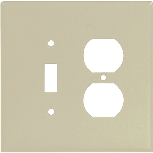 Eaton 2148V-BOX Combination Wallplate, 5-1/4 in L, 5-5/16 in W, 2 -Gang, Thermoset, Ivory