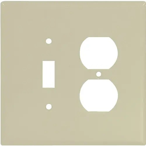 Combination Wallplate, 5-1/4 in L, 5-5/16 in W, 2 -Gang, Thermoset, Ivory - pack of 10