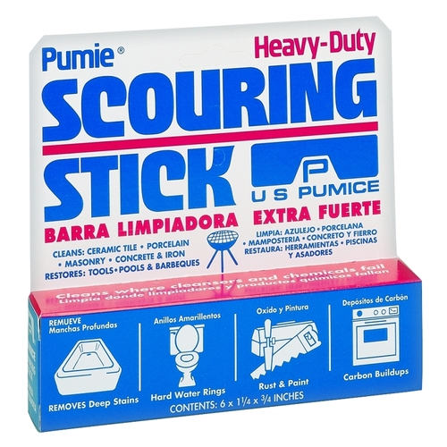 PUMIE HDW-12 Scouring Stick, Glass Abrasive, 5-3/4 in L, 1-1/4 in W, Gray