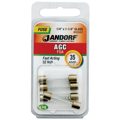 Jandorf 60642 Fast Acting Fuse, 35 A, 32 V, 70 A Interrupt, Glass Body