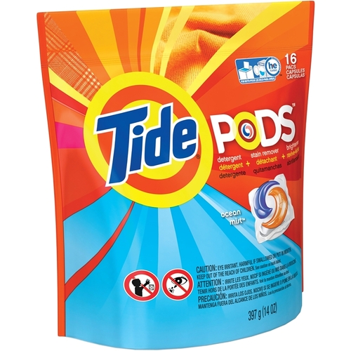 TIDE 93119-XCP6 Laundry Detergent, 16 CT, Powder, Ocean Mist - pack of 6