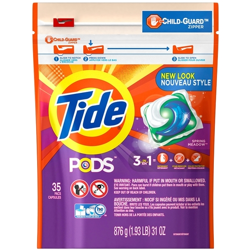TIDE 93127 Laundry Detergent, 35 CT, Liquid, Spring Meadow