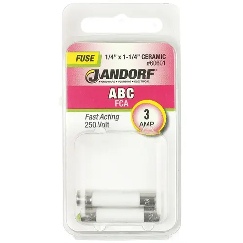 Fast Acting Fuse, 3 A, 250 V, 100 A, 10 kA Interrupt, Ceramic Body Gray