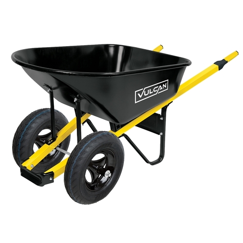 Wheelbarrow, 6 cu-ft Volume, Steel, 2 -Wheel, 16 in Wheel Black