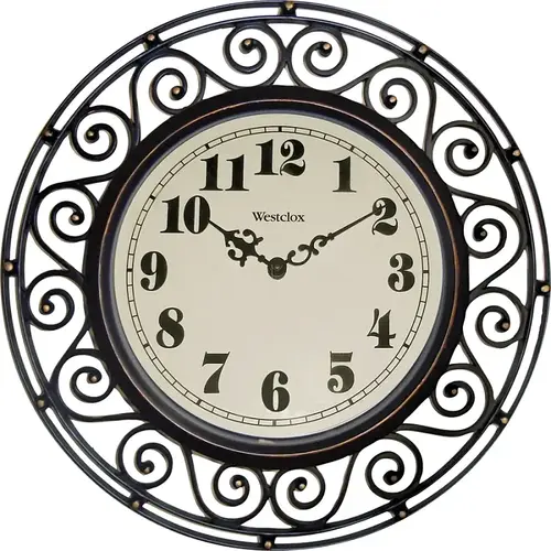 Clock, Round, Dark Brown Frame, Plastic Clock Face, Analog Frame: White/Face: White