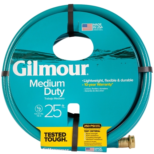 Gilmour 816251-1014 816251-1001 Medium-Duty Hose, 5/8 in, 25 ft L, Coupling, Vinyl, Blue