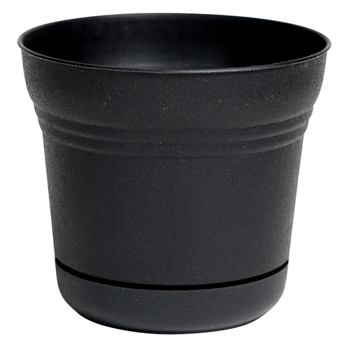 Planter, Round, Plastic, Black