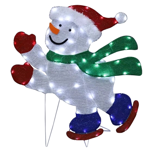 Prelit 2D Skating Snowman, 66 in H