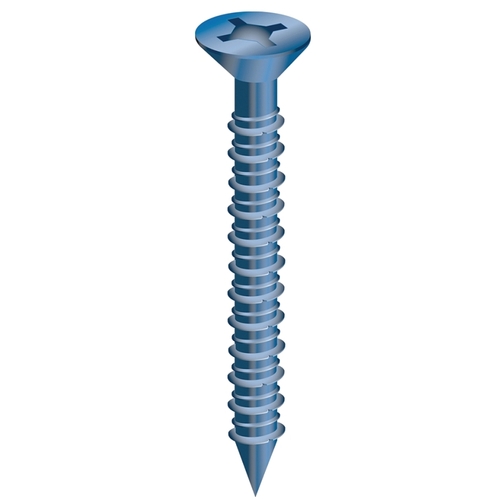 Screw, 1/4 in Thread, 2-1/4 in L, Flat Head, Phillips, Robertson Drive, Steel, Fluorocarbon-Coated - pack of 10