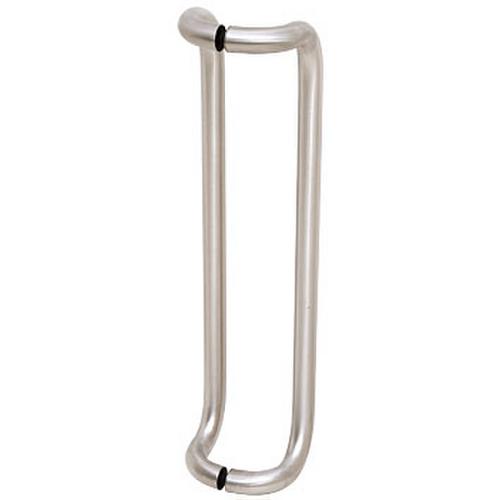 Brushed Stainless 24" Glass Mounted Offset Pull Handle