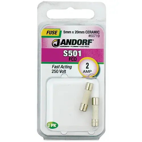 Fast Acting Fuse, 2 A, 250 V, 1500 A Interrupt, Ceramic Body