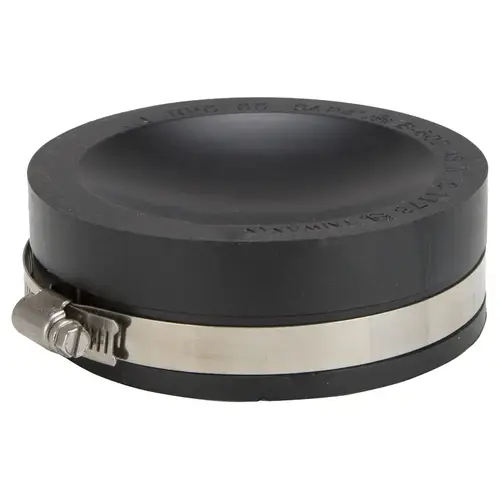 Test Cap, 4 in Connection, Capping Pipe Ends, PVC, Black, 4 in Pipe