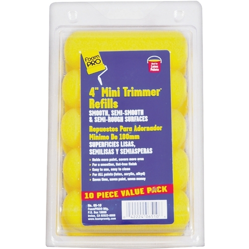 Trimmer Refill, 3/8 in Thick Nap, 4 in L, Foam Cover - pack of 10