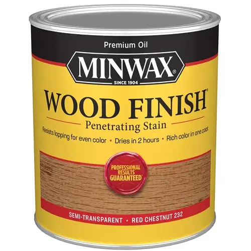 Wood Finish 700464444 Wood Stain, Red Chestnut, Liquid, 1 qt, Can