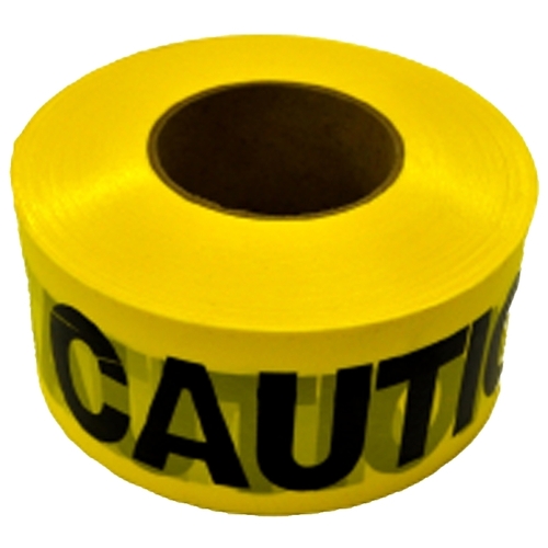 Barricade Safety Tape, 1000 ft L, 3 in W, Yellow, Polyethylene