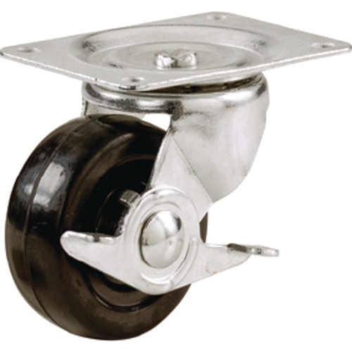 Swivel Caster, 3 in Dia Wheel, 1-1/4 in W Wheel, Rubber Wheel, 175 lb