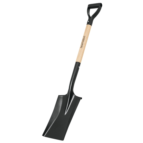 Garden Spade Shovel, Steel Blade, Wood Handle, D-Shaped Handle, 28 in L Handle