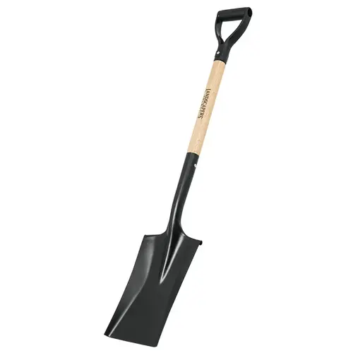 Garden Spade Shovel, Steel Blade, Wood Handle, D-Shaped Handle, 28 in L Handle